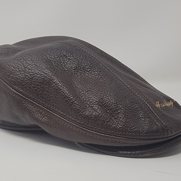 Vintage Harley Davidson Newsboy Cabbie Ivy Cap Brown Genuine Leather Hat S/M - Picture 2 of 14